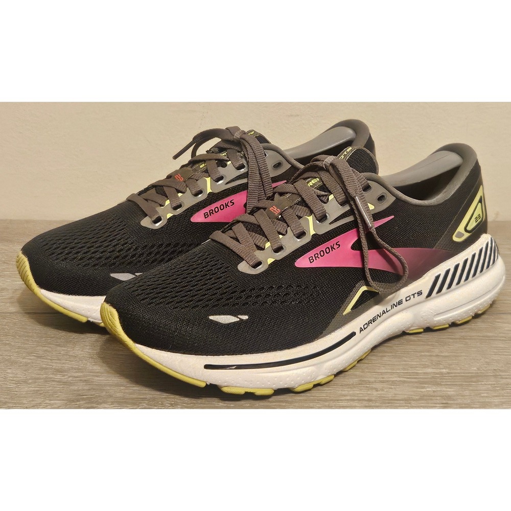 Brooks Adrenaline GTS 23 Womens 6.5 Wide D Black Pink Running Shoes 1203811D037